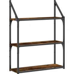 vidaXL Vägghylla 3 hyllor rökfärgad ek 60x21x78,5 cm konstruerat trä