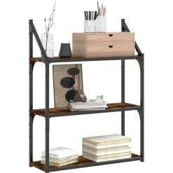 vidaXL Vägghylla 3 hyllor rökfärgad ek 60x21x78,5 cm konstruerat trä