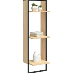 vidaXL Vägghylla 3 hyllor sonoma-ek 30x25x100 cm konstruerat trä