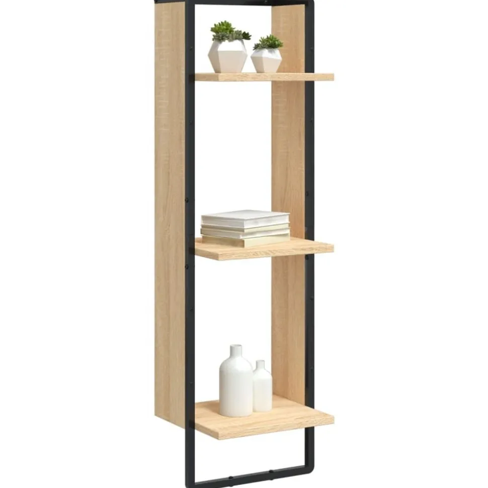 vidaXL Vägghylla 3 hyllor sonoma-ek 30x25x100 cm konstruerat trä
