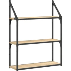 Online vidaXL Vägghylla 3 hyllor sonoma-ek 60x21x78,5 cm konstruerat trä Sonoma ek