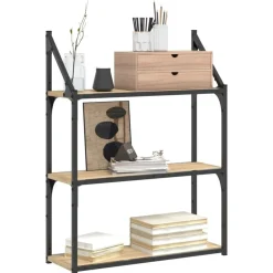 Online vidaXL Vägghylla 3 hyllor sonoma-ek 60x21x78,5 cm konstruerat trä Sonoma ek