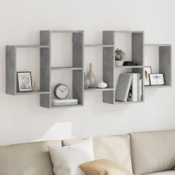 Best vidaXL Vägghylla 159x18x65 cm konstruerat trä Betonggrå