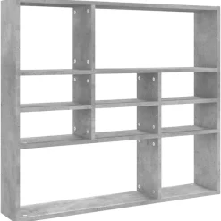 Discount vidaXL Vägghylla 90x16x78 cm konstruerat trä Betonggrå