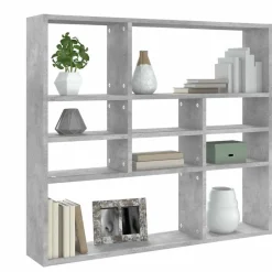 Discount vidaXL Vägghylla 90x16x78 cm konstruerat trä Betonggrå