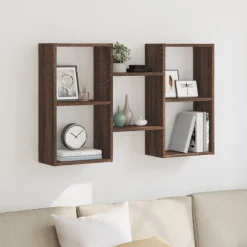 Clearance vidaXL Vägghylla 96x18x60 cm konstruerat trä brun ek