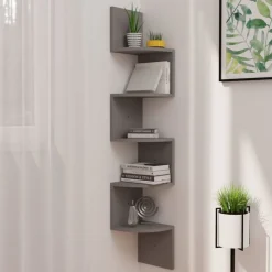 Sale vidaXL Vägghylla hörn 19x19x123 cm konstruerat trä Grå