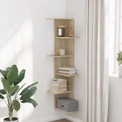 Outlet vidaXL Vägghylla hörn sonoma-ek 36,5x36,5x140 cm konstruerat trä Sonoma ek