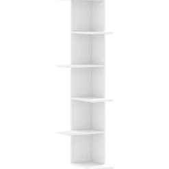 vidaXL Vägghylla hörn vit 36,5x36,5x140 cm spånskiva