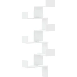Outlet vidaXL Vägghylla hörn 45x45x147 cm konstruerat trä Vit