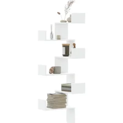 Outlet vidaXL Vägghylla hörn 45x45x147 cm konstruerat trä Vit