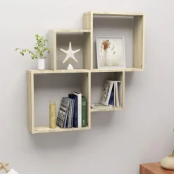 vidaXL Vägghylla kubformad sonoma-ek 80x15x78,5 cm konstruerat trä