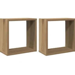 Outlet vidaXL Vägghylla kubformad 2 st 30x15x30 cm konstruerat trä artisan ek