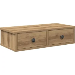 vidaXL Vägghylla med lådor ek 60x28x15 cm konstruerat trä