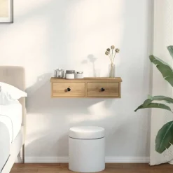 vidaXL Vägghylla med lådor ek 60x28x15 cm konstruerat trä