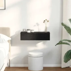 Discount vidaXL Vägghylla med lådor 60x26,5x15 cm konstruerat trä Svart