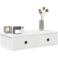 vidaXL Vägghylla med lådor vit 60x28x15 cm konstruerat trä
