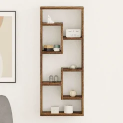 vidaXL Vägghylla rökfärgad ek 36x16x90 cm konstruerat trä