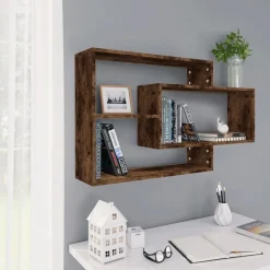 New vidaXL Vägghylla 104x20x58,5 cm konstruerat trä Rökfärgad ek