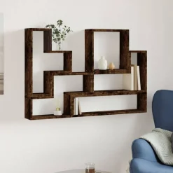 vidaXL Vägghylla rökfärgad ek 96x12x64 cm konstruerat trä