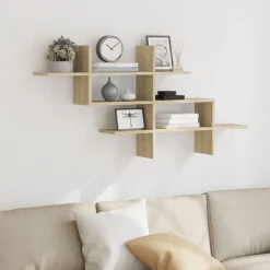 vidaXL Vägghylla sonoma-ek 124,5x18x60,5 cm konstruerat trä