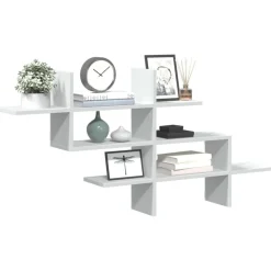 vidaXL Vägghylla vit 124,5x18x60,5 cm konstruerat trä