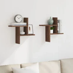 vidaXL Vägghyllor 2 st brun ek 38x12x38 cm konstruerat trä