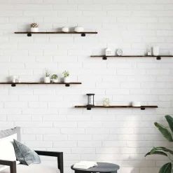 vidaXL Vägghyllor 4 st rökfärgad ek 100x10x1,5 cm konstruerat trä