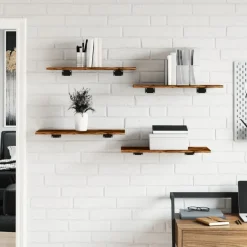 Discount vidaXL Vägghyllor 4 st 60x30x1,5 cm konstruerat trä Rökfärgad ek