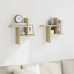 Online vidaXL Vägghyllor 2 st sonoma-ek 38x12x38 cm konstruerat trä Sonoma ek