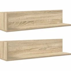 Outlet vidaXL Vägghyllor 2 st sonoma-ek 75x16,5x16,5 cm konstruerat trä Sonoma ek