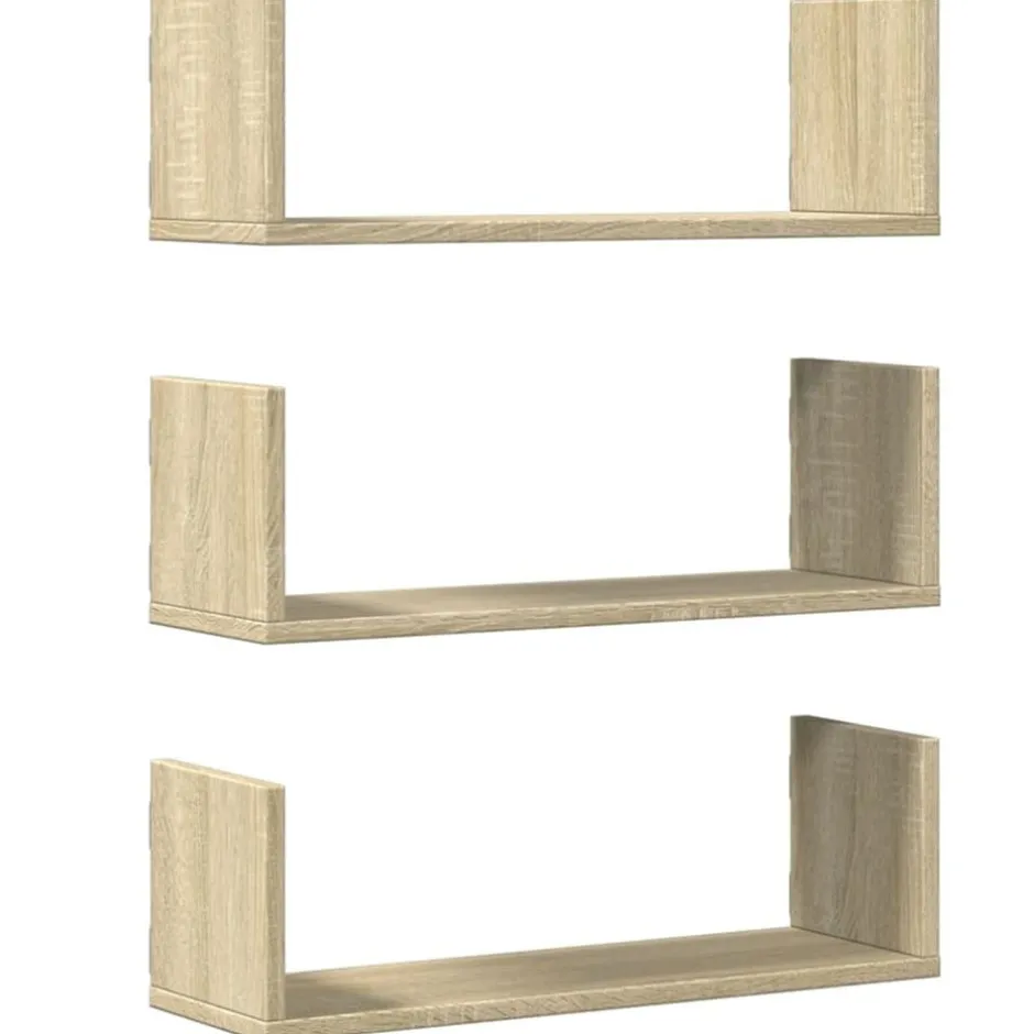 Sale vidaXL Vägghyllor 3 st sonoma-ek 58x18x18 cm konstruerat trä Sonoma ek