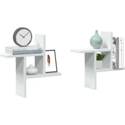 vidaXL Vägghyllor 2 st vit 38x12x38 cm konstruerat trä