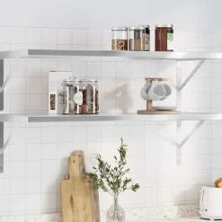 vidaXL Vägghyllor 2 st 100x40 cm silver rostfritt stål