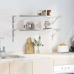 vidaXL Vägghyllor 2 st 100x40 cm silver rostfritt stål