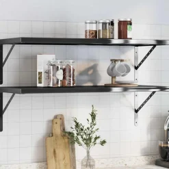 Outlet vidaXL Vägghyllor 2 st 100x40 cm rostfritt stål Svart