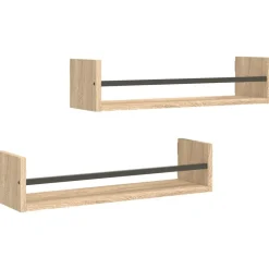 Best vidaXL Vägghyllor med stänger 2 st sonoma-ek 60x16x14 cm Sonoma ek