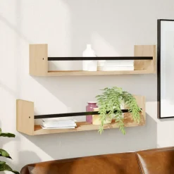 Best vidaXL Vägghyllor med stänger 2 st sonoma-ek 60x16x14 cm Sonoma ek