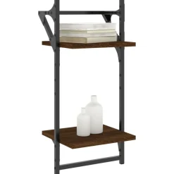 Discount vidaXL Vägghyllor 2-plan med stänger 2 st 30x25x65 cm brun ek