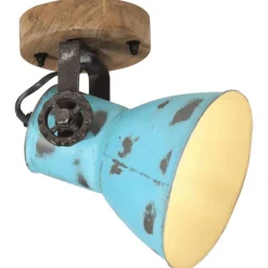 Discount vidaXL Vägglampa 25 W nött 11,5x11,5x25 cm E27 Blå