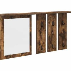 vidaXL Väggmonterad Klädhängare med hylla Rökfärgad ek 85 x 10 x 45 cm