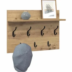 Sale vidaXL Väggmonterad Klädhängare med hylla 60 x 40 x 12 cm artisan ek