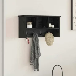 Discount vidaXL Väggmonterad Klädhängare med hylla 50 x 16 x 26 cm Svart ek