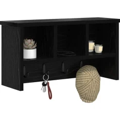 Discount vidaXL Väggmonterad Klädhängare med hylla 50 x 16 x 26 cm Svart ek