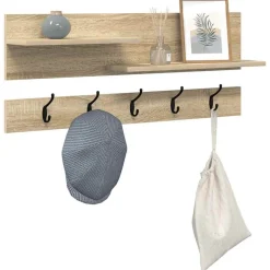 vidaXL Väggmonterad Klädhängare med hylla Sonoma-ek 90 x 15 x 36 cm