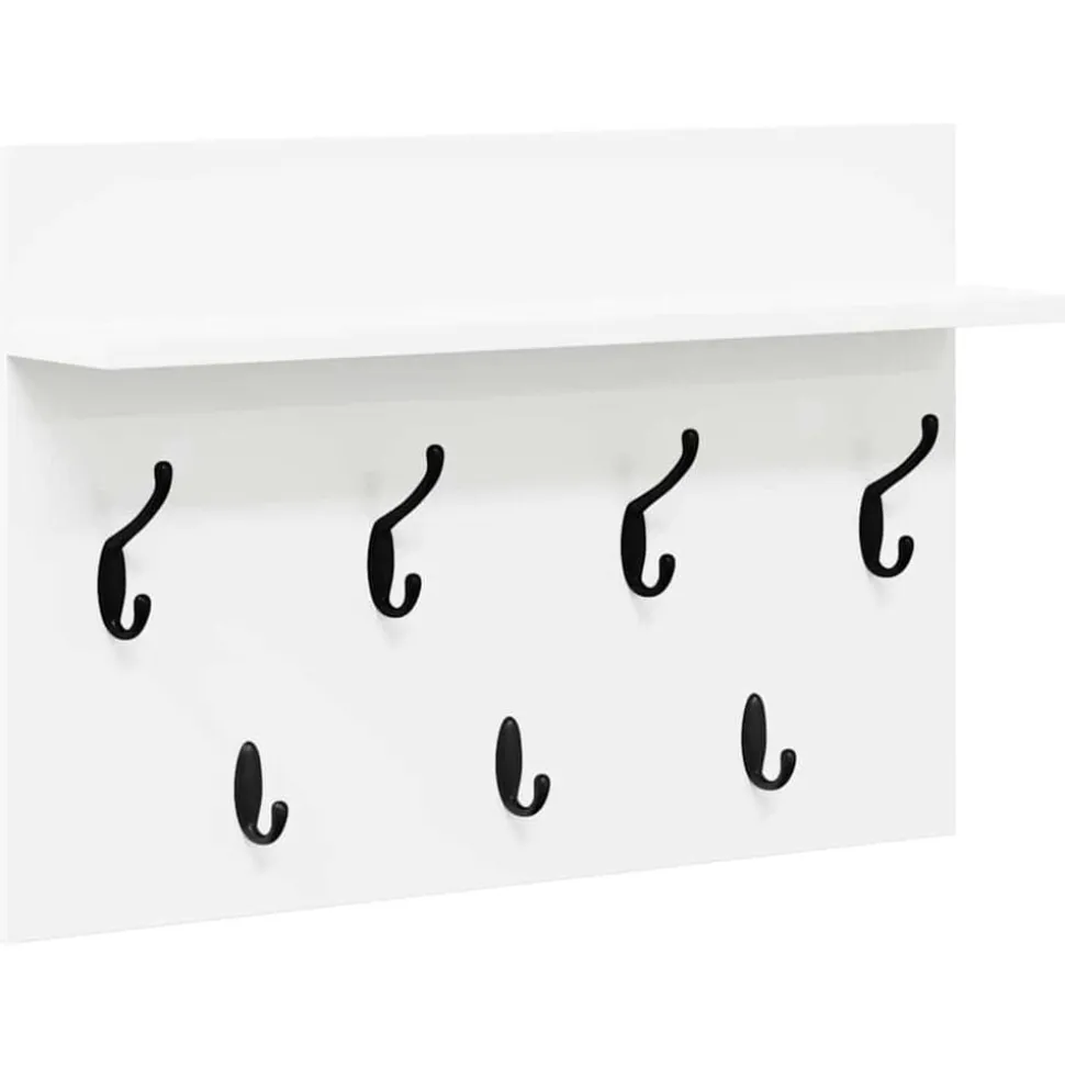 vidaXL Väggmonterad Klädhängare Vit 60 x 40 x 12 cm Konstruerat trä