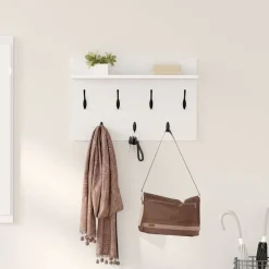 vidaXL Väggmonterad Klädhängare Vit 60 x 40 x 12 cm Konstruerat trä