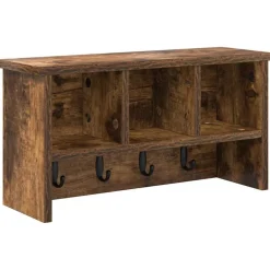 Best vidaXL Väggmonterad Klädhängare med hylla Rökt ek 50 x 16 x 26 cm Rökfärgad ek