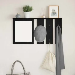 vidaXL Väggmonterad Klädhängare med hylla Svart ek 85 x 10 x 45 cm