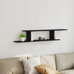 vidaXL Väggmonterad TV Hylla Svart Ek 125 x 18 x 23 cm Konstruerat trä